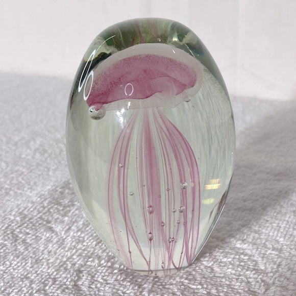 Vintage 1951 Dynasty Gallery Pink Jellyfish Glass Art Paperweight - Picture 8 of 10